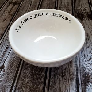 Mudpie Ceramic Footed Guacamole Serving Bowl 'It's Five O'Guac Somewhere'